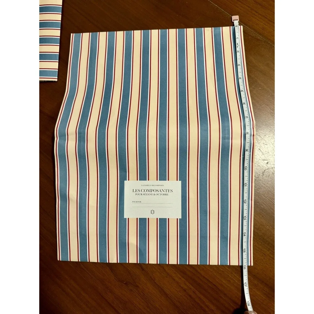 Sézane French Striped Gift Bags Holiday Wrap with Red Ribbon 16